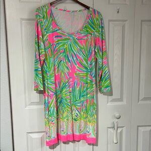 Lilly Pulitzer Vibrant Pink and Green Long Sleeve Dress